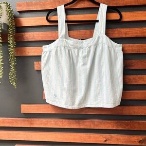 Calypso St. Barth Blue & White Sleeveless Boxy Cotton Button Tank Top Size L